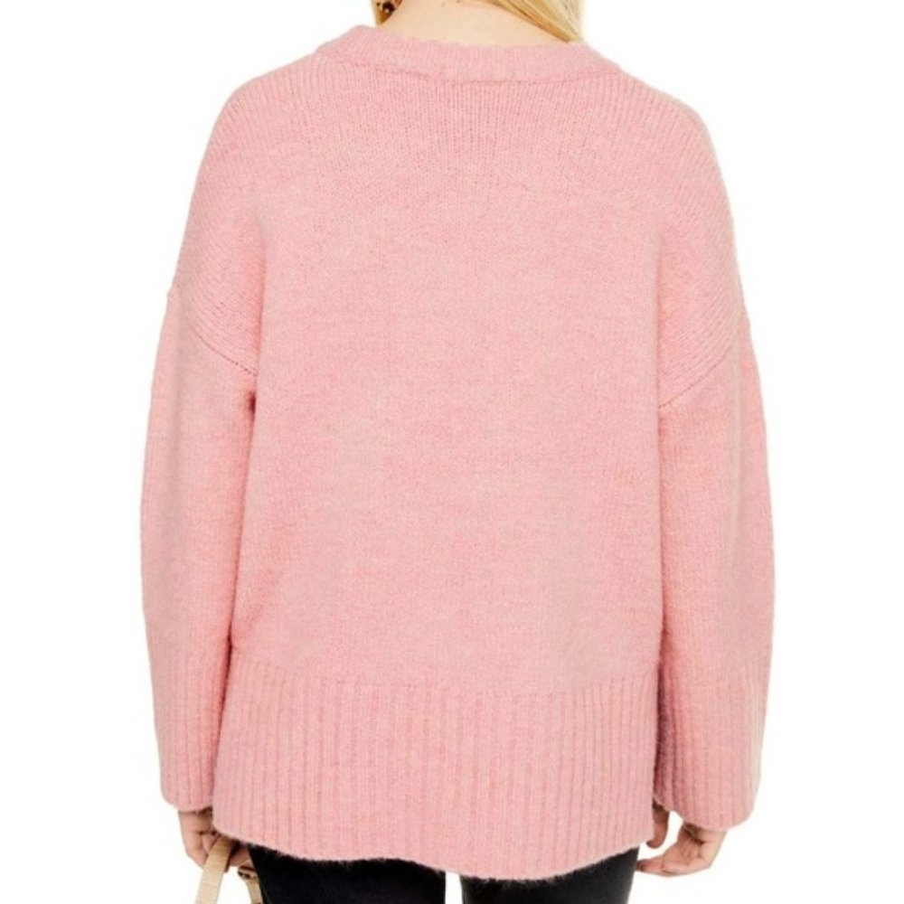 Topshop Supersoft Deep Ribbed Hem Crewneck Sweater Pink S NWT - Picture 12 of 14